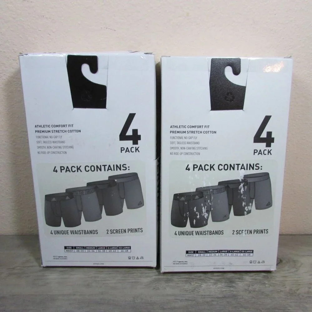 2x Adidas Men's XL Stretch Cotton Boxer Briefs 3 Pack (6 Total Pair)